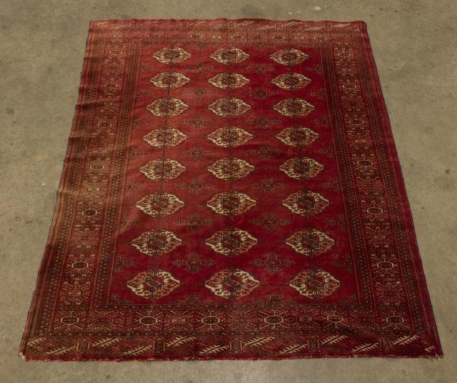 PERSIAN BOKHARA WOOL RUG, 4'2" X