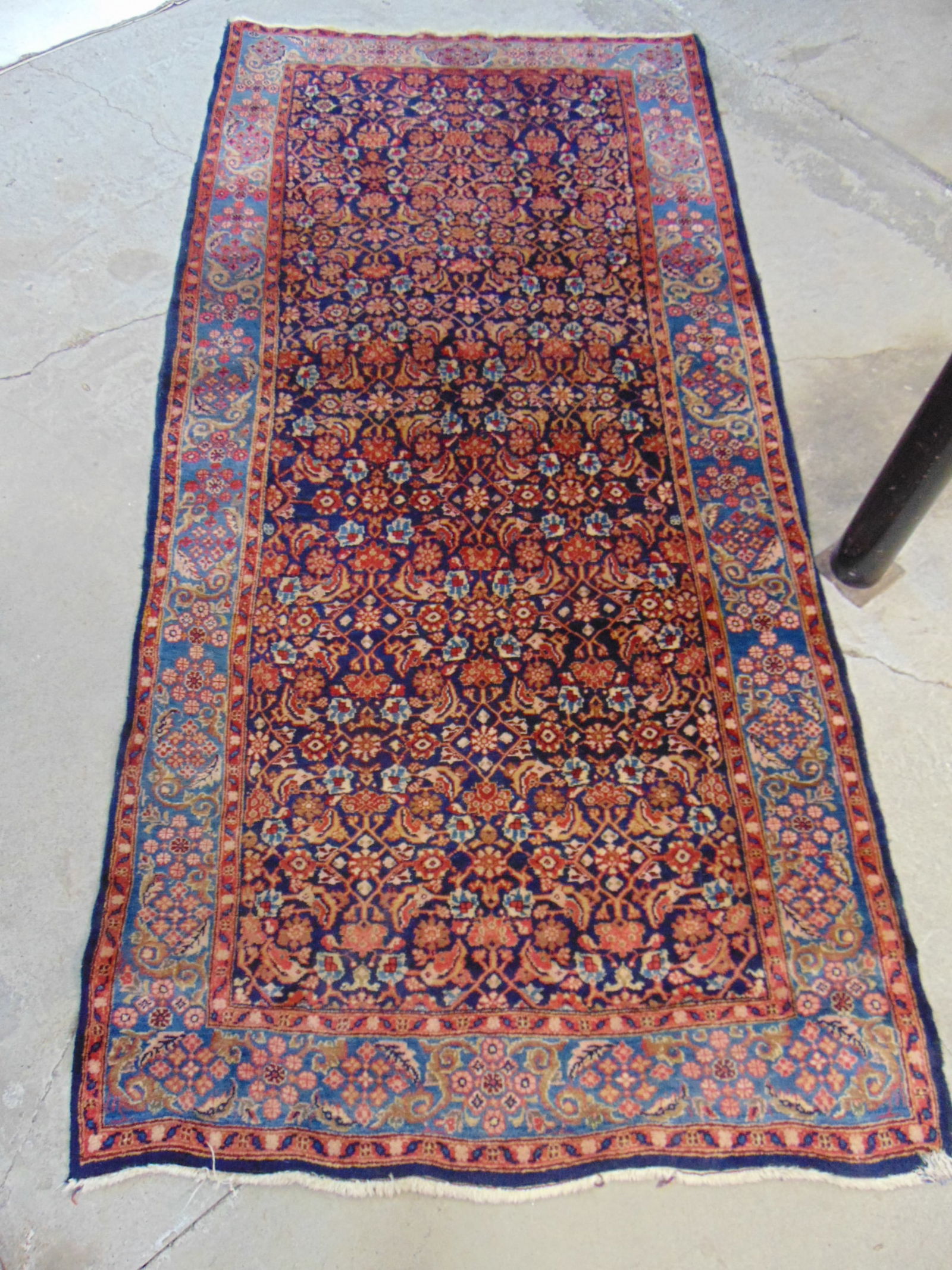PERSIAN CARPET, RED WITH BLUE