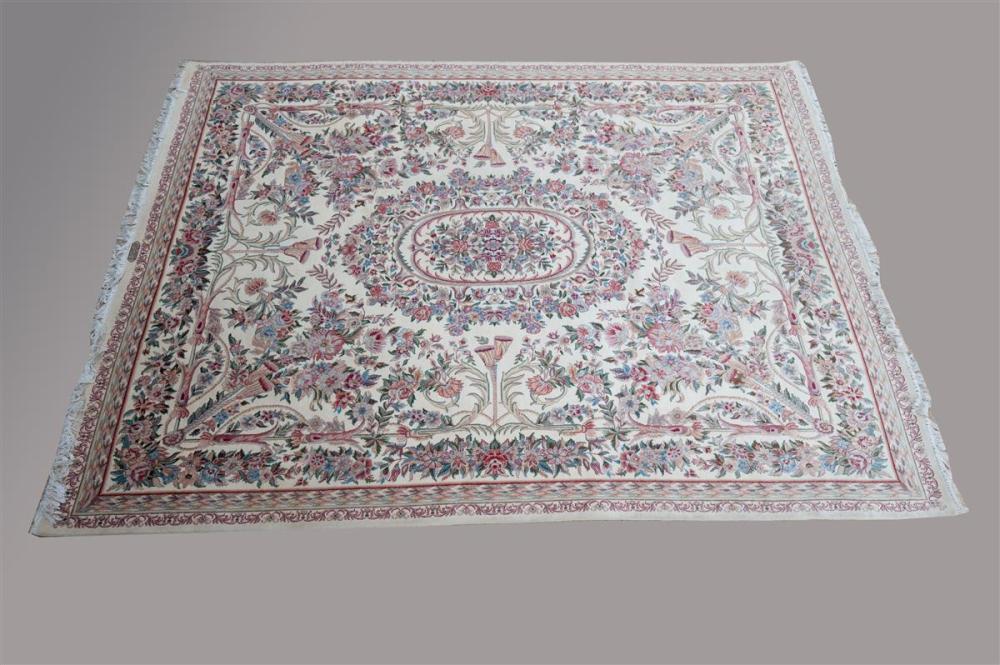 PERSIAN FLORAL DESIGN ON IVORY WOOL