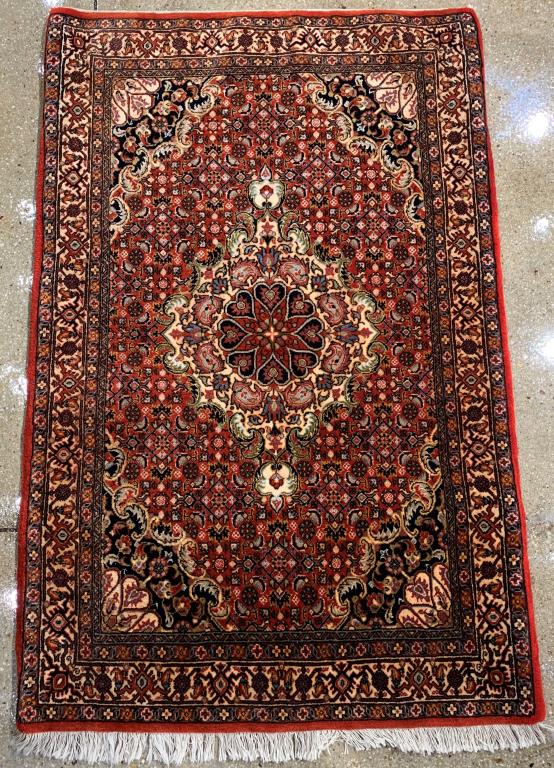 PERSIAN FLORAL WOOL BIJAR RUG, 4'