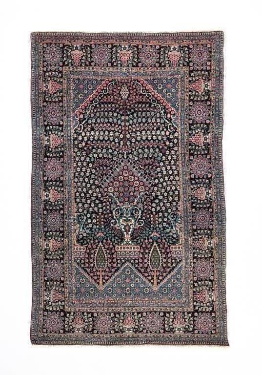 PERSIAN HAJI KANUMI KASHAN RUG. Ca.