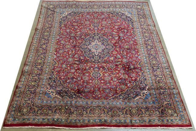 PERSIAN HAND-TIED KASHAN RUG, 12'6"