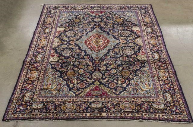 PERSIAN HAND-TIED MASHAD RUG, 13'0"