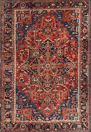 PERSIAN HERIZ HAND-KNOTTED WOOL