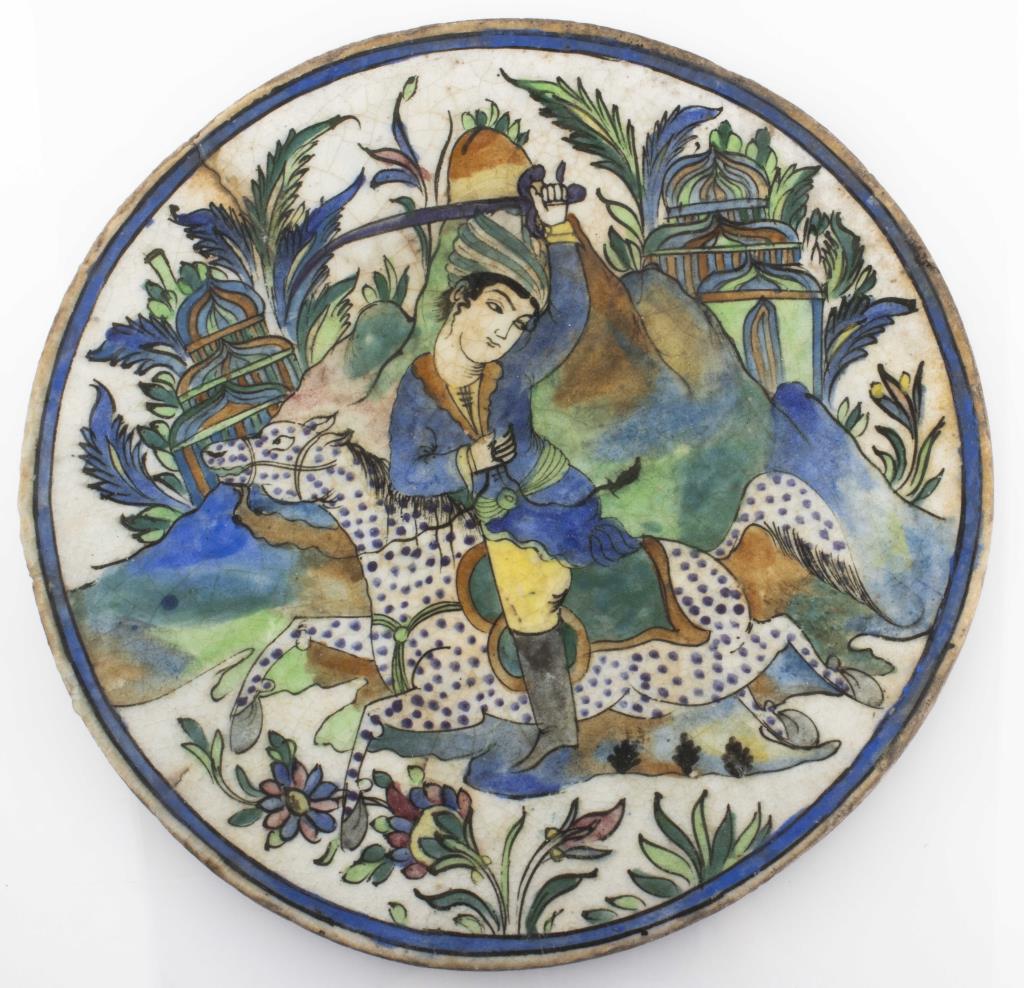 PERSIAN IZNIK LARGE FIGURAL POTTERY