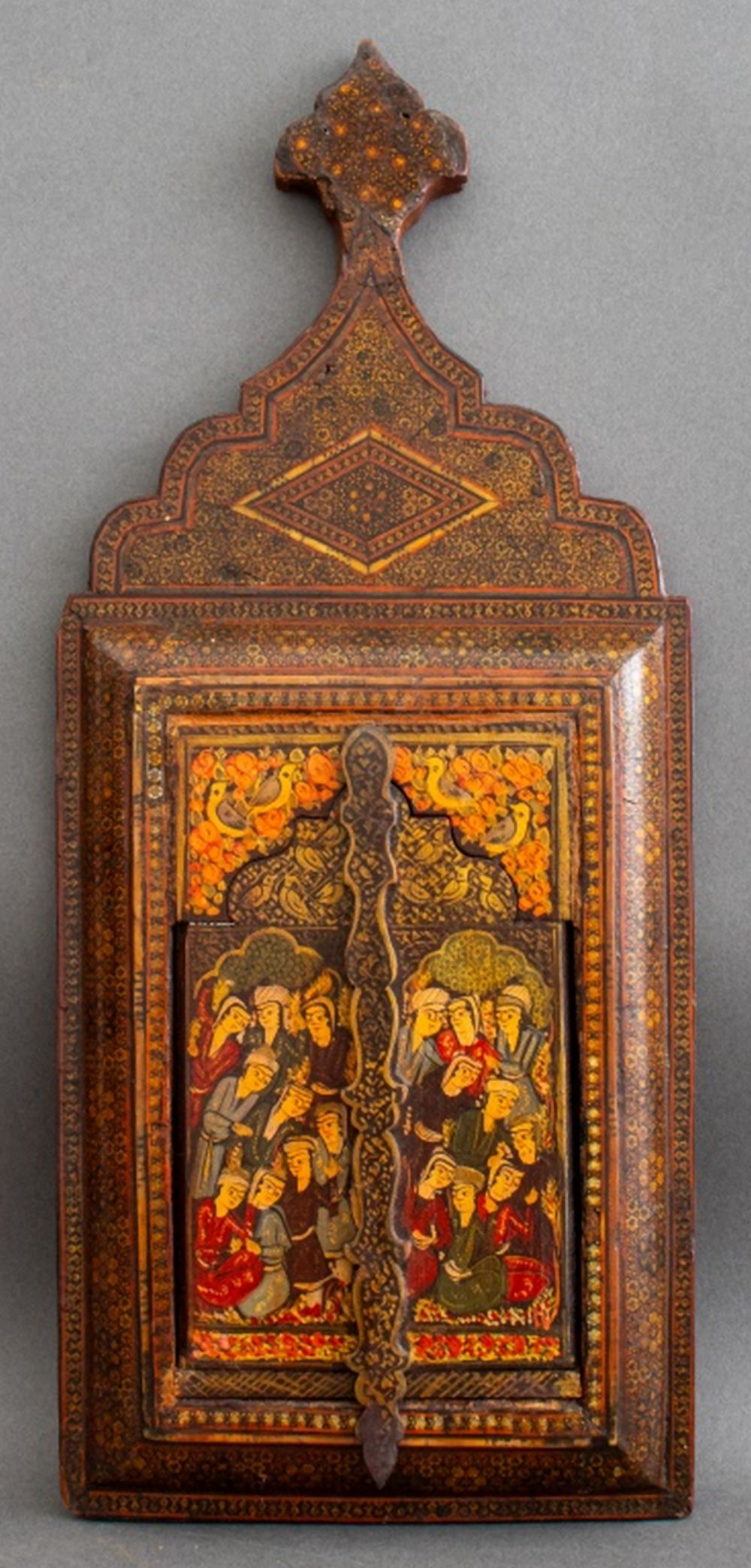 PERSIAN PAINTED HANGING WALL MIRROR