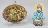PERSIAN POTTERY FIGURE AND TIL
