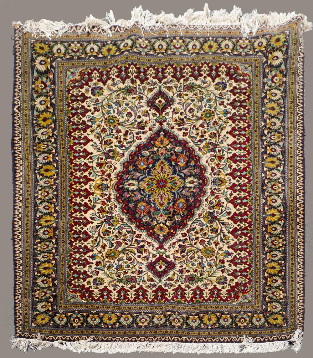 PERSIAN QUM HAND KNOTTED WOOL RUG