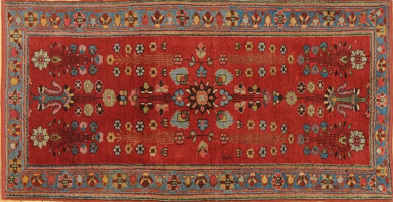 PERSIAN ROSE-GROUND RUG Worked with