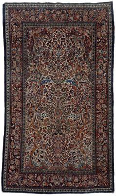 Persian rug, vase flanked by