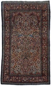 Persian rug, vase flanked by t