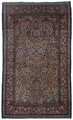 Persian rug, vase flanked by
