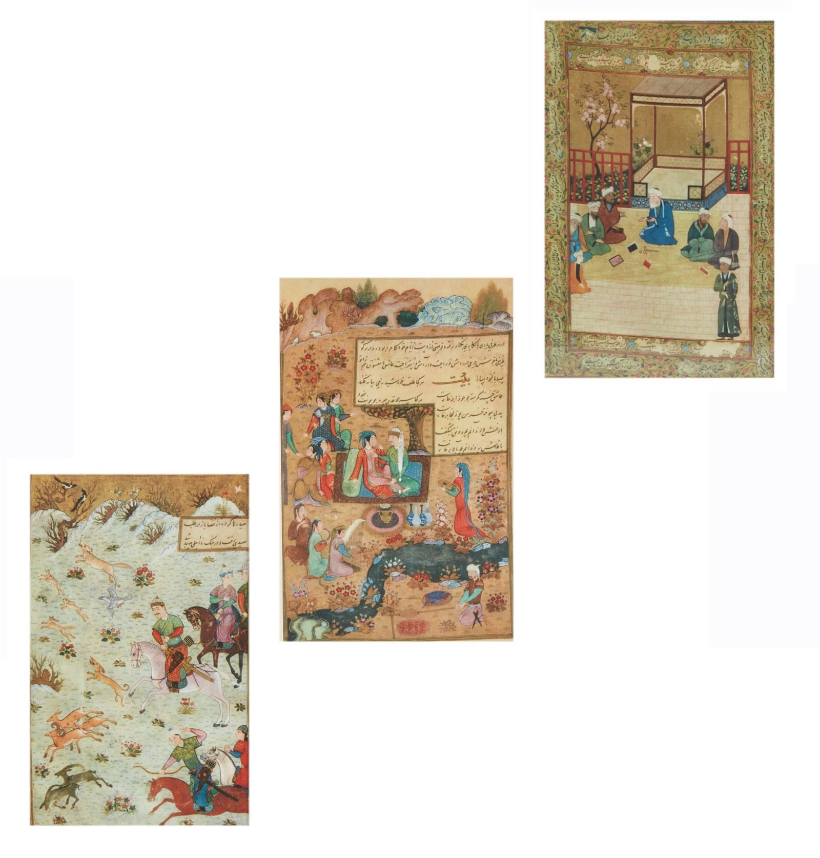 PERSIAN SCHOOL THREE GOUACHES ON