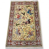 PERSIAN SILK QUM HUNTING RUGDE