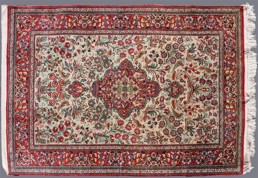 PERSIAN SILK QUM MEDALLION RUG