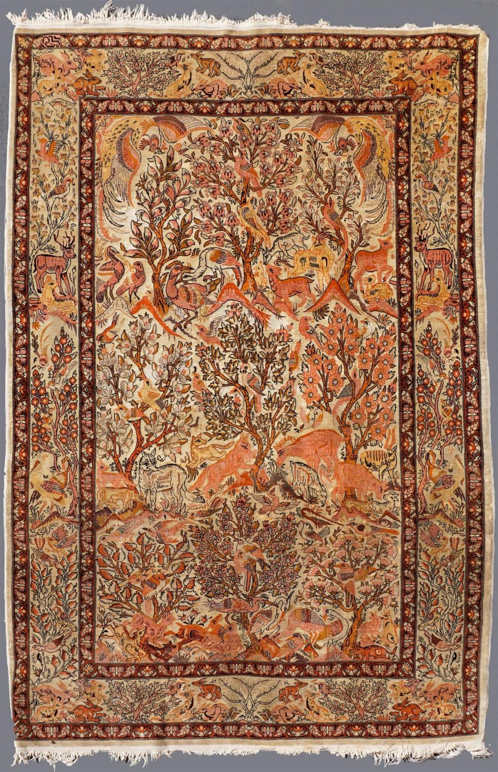 PERSIAN SILK QUM TREE OF LIFE RUG