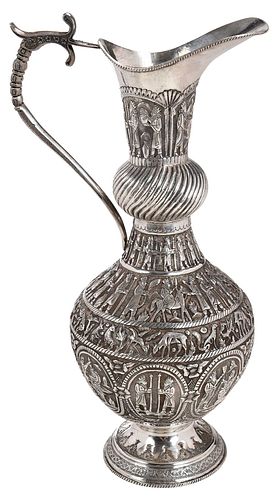 PERSIAN SILVER EWER19th century,