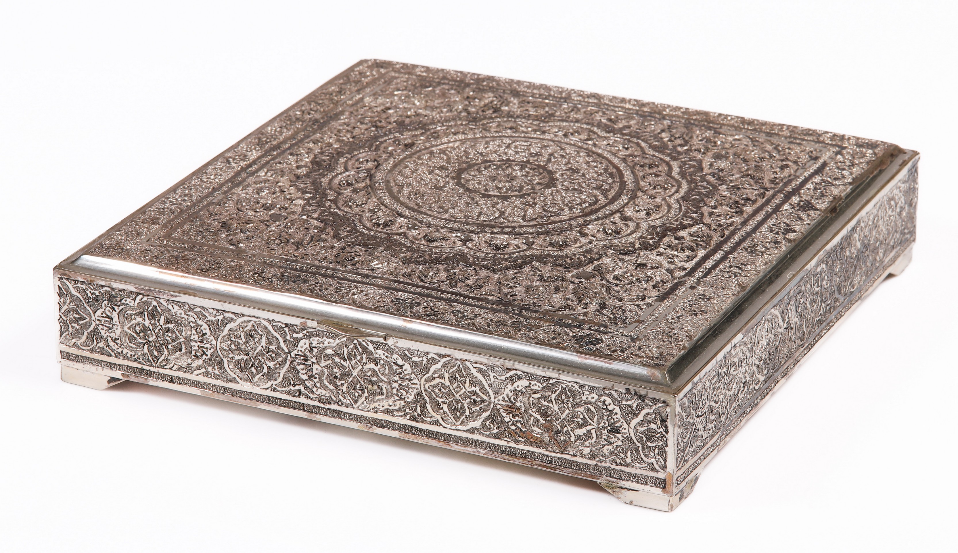 Persian silver presentation box,