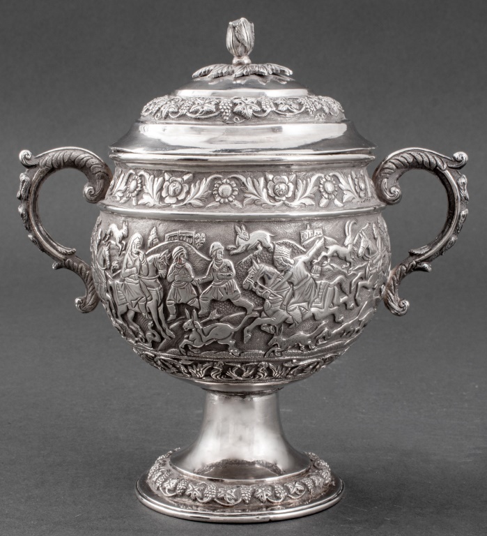 PERSIAN SILVER TWO HANDLED BOWL
