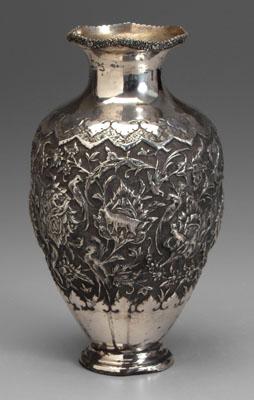 Persian silver vase, elaborate