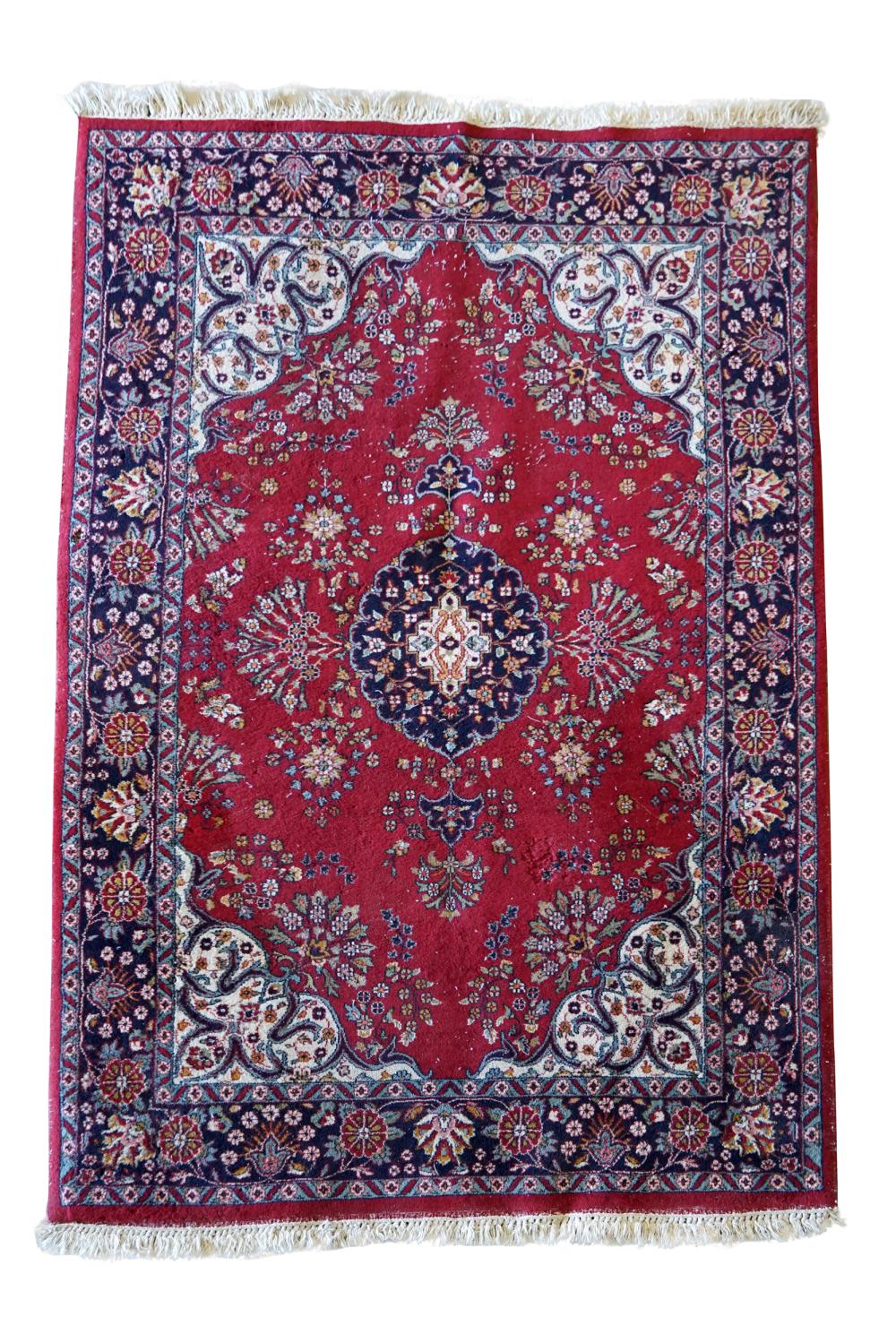 PERSIAN-STYLE WOOL RUGred field