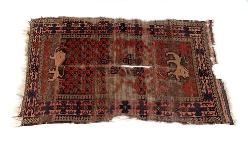 PERSIAN THROW RUG WITH LION
