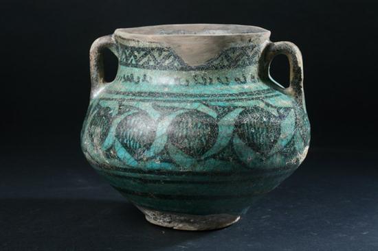 PERSIAN TURQUOISE AND BLACK POTTERY