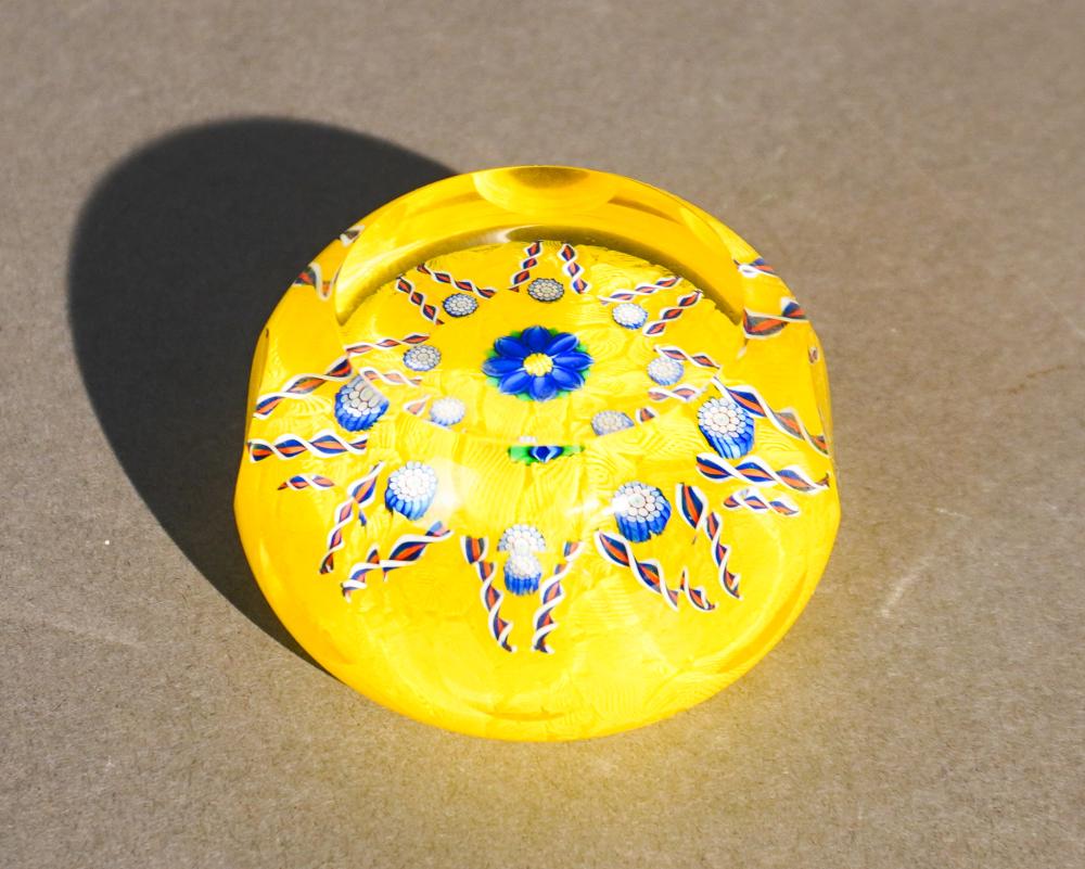 PERTHSHIRE LAMPWORK BLUE FLOWER AND