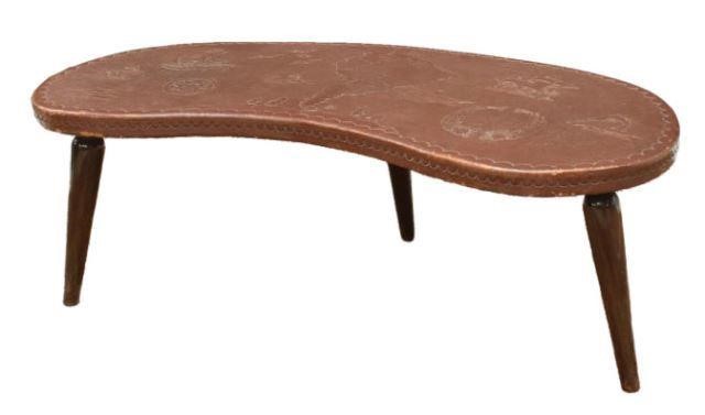 PERU TOOLED LEATHER KIDNEY-SHAPED
