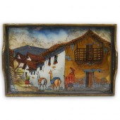PERUVIAN HAND PAINTED GLASS WO