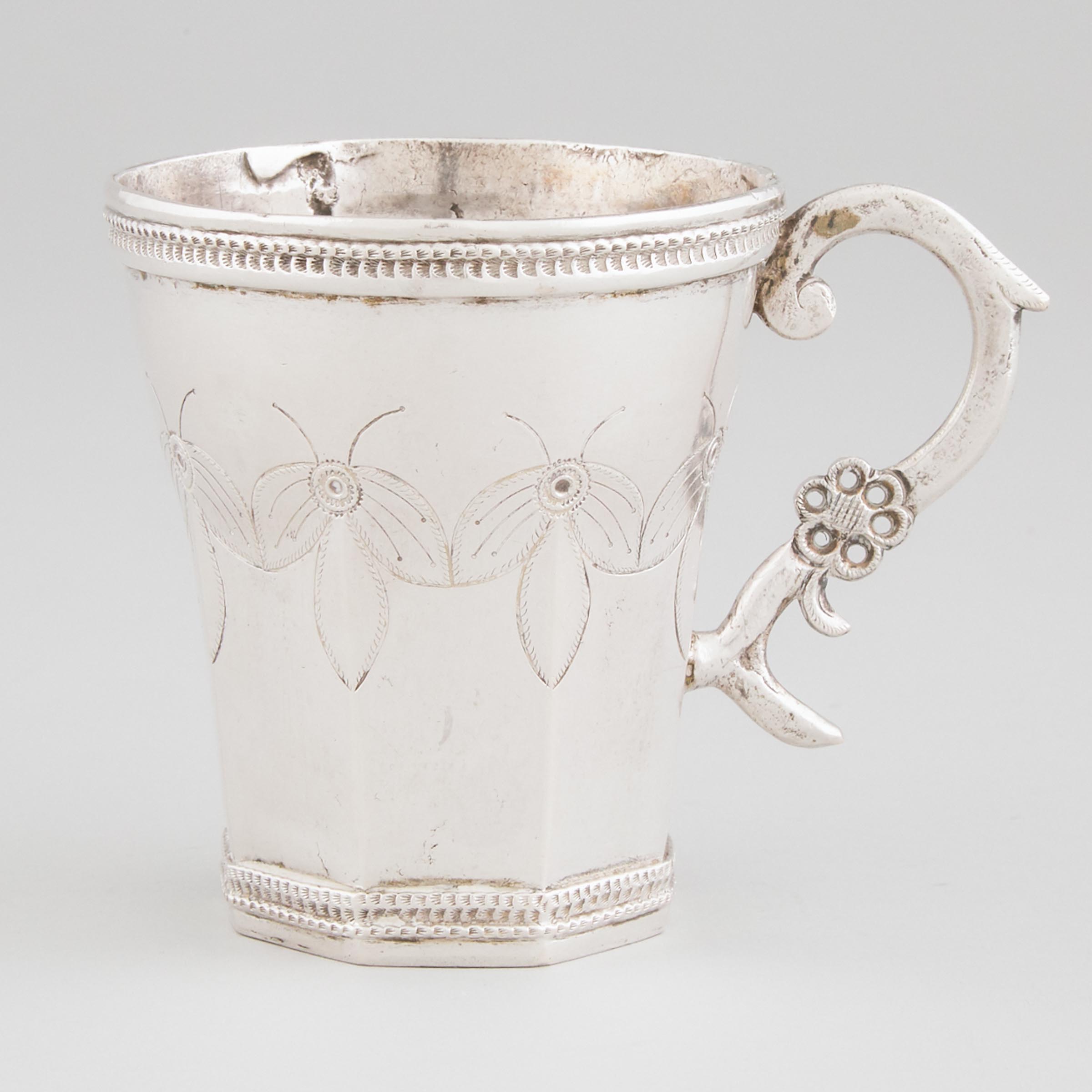Peruvian Silver Mug, 19th century