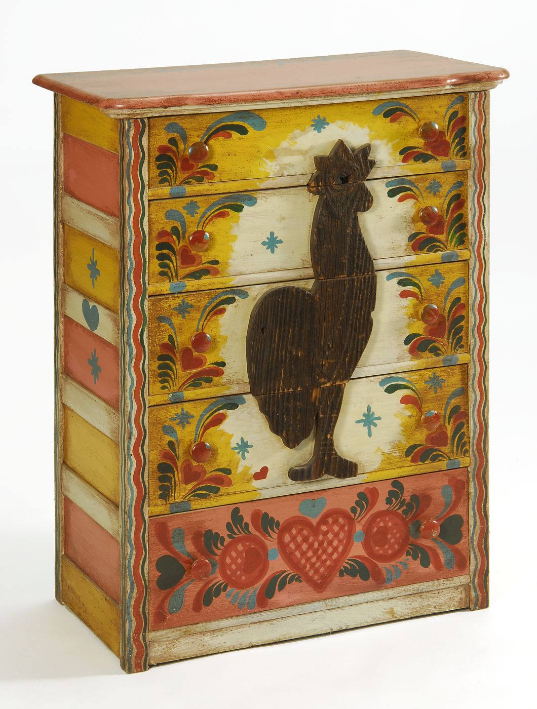 PETER HUNT FIVE-DRAWER DECORATED