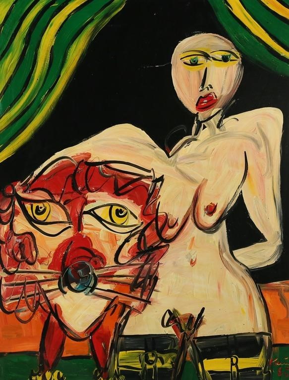 PETER KEIL OIL ON MASONITE CLOWN