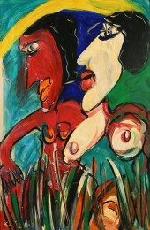 PETER KEIL OIL ON MASONITE NUD