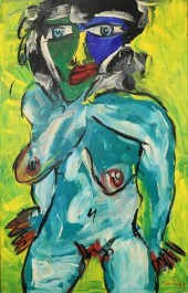 PETER KEIL OIL ON MASONITE NUD