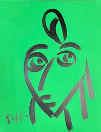 Peter Kiel oil on green paper,