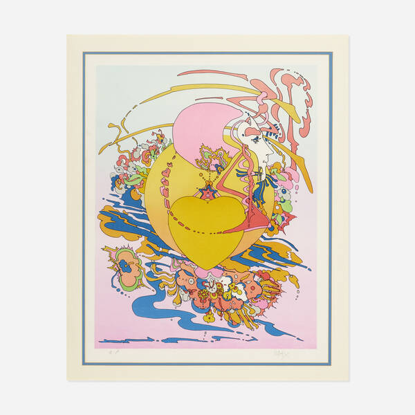 Peter Max b.1937. Orange Heart.