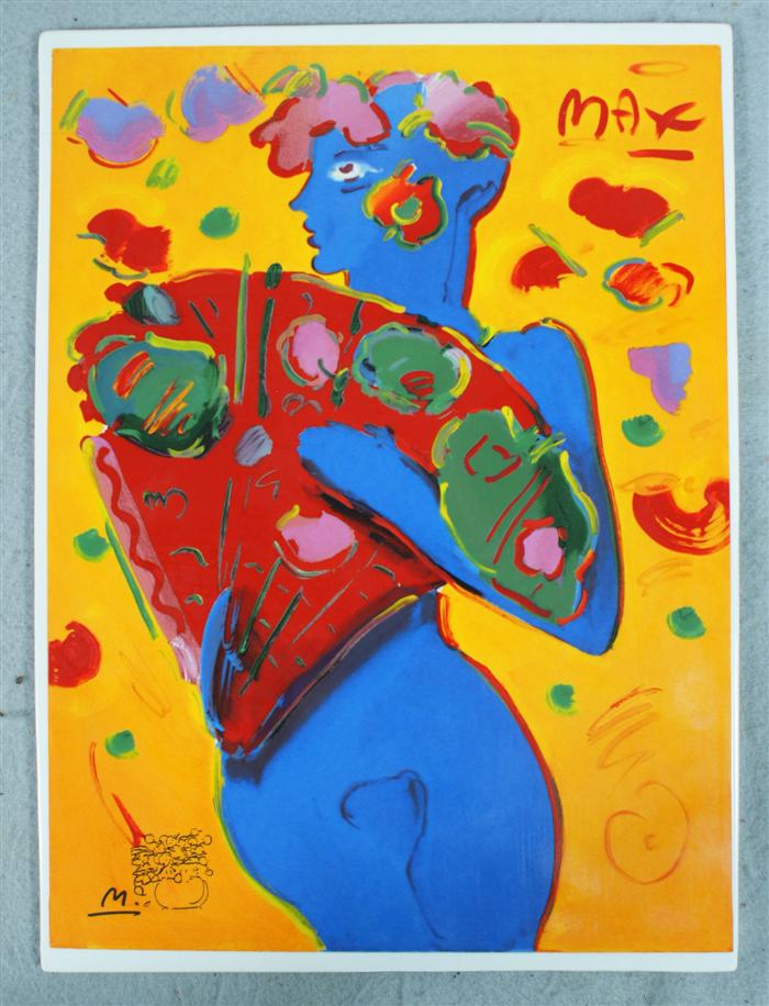 Peter Max ceramic tile, Blue