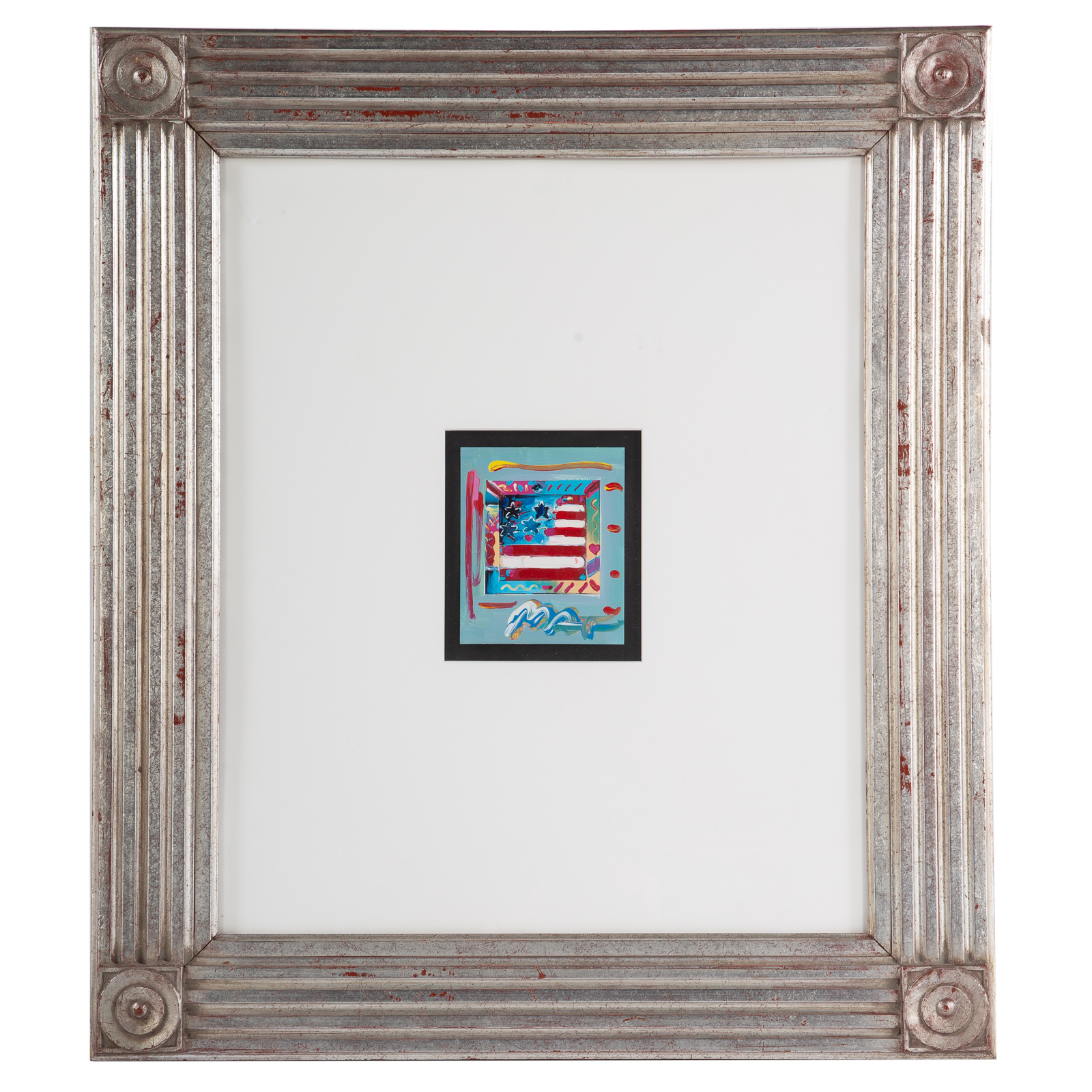 PETER MAX. "FLAG WITH HEART,"