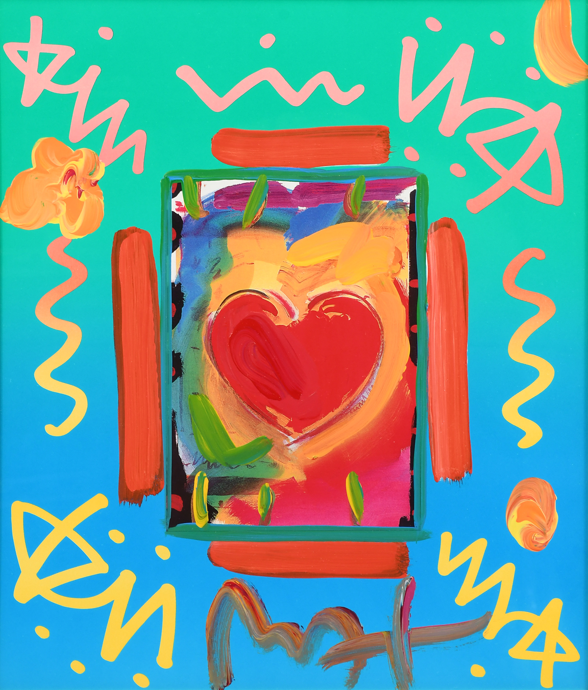 PETER MAX ''HEART'' MIXED MEDIA: