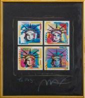 PETER MAX "LIBERTY HEADS" SIGN