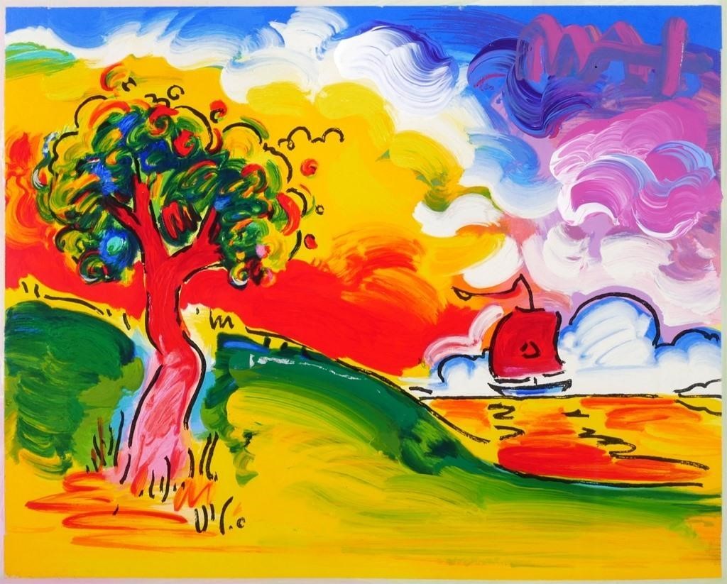 PETER MAX—QUIET LAKE EMBELLISHED