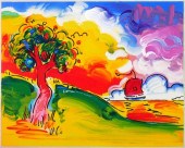 PETER MAX—QUIET LAKE EMBELLISH