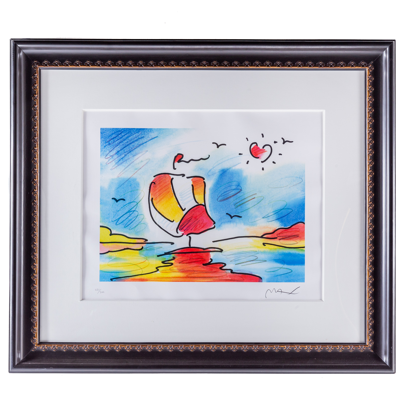 PETER MAX. "SAILBOAT WITH HEART,"