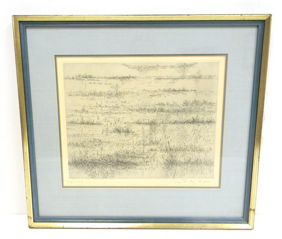 Peterdi  etching ''Sea Marshes in