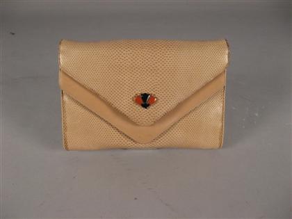 Petite beige lizard skin purse,