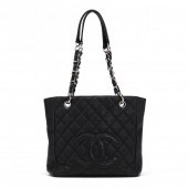 PETITE BLACK SHOPPING TOTE, CH
