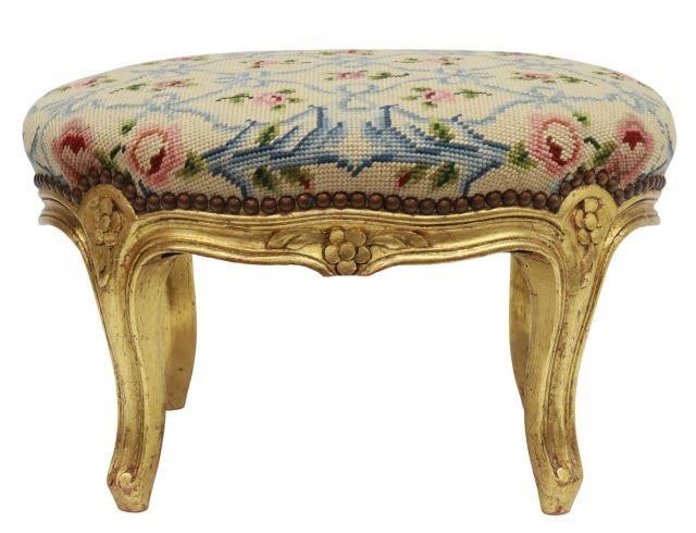 PETITE LOUIS XV STYLE NEEDLEPOINT &