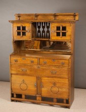 PETITE MISSION OAK SIDEBOARD,
