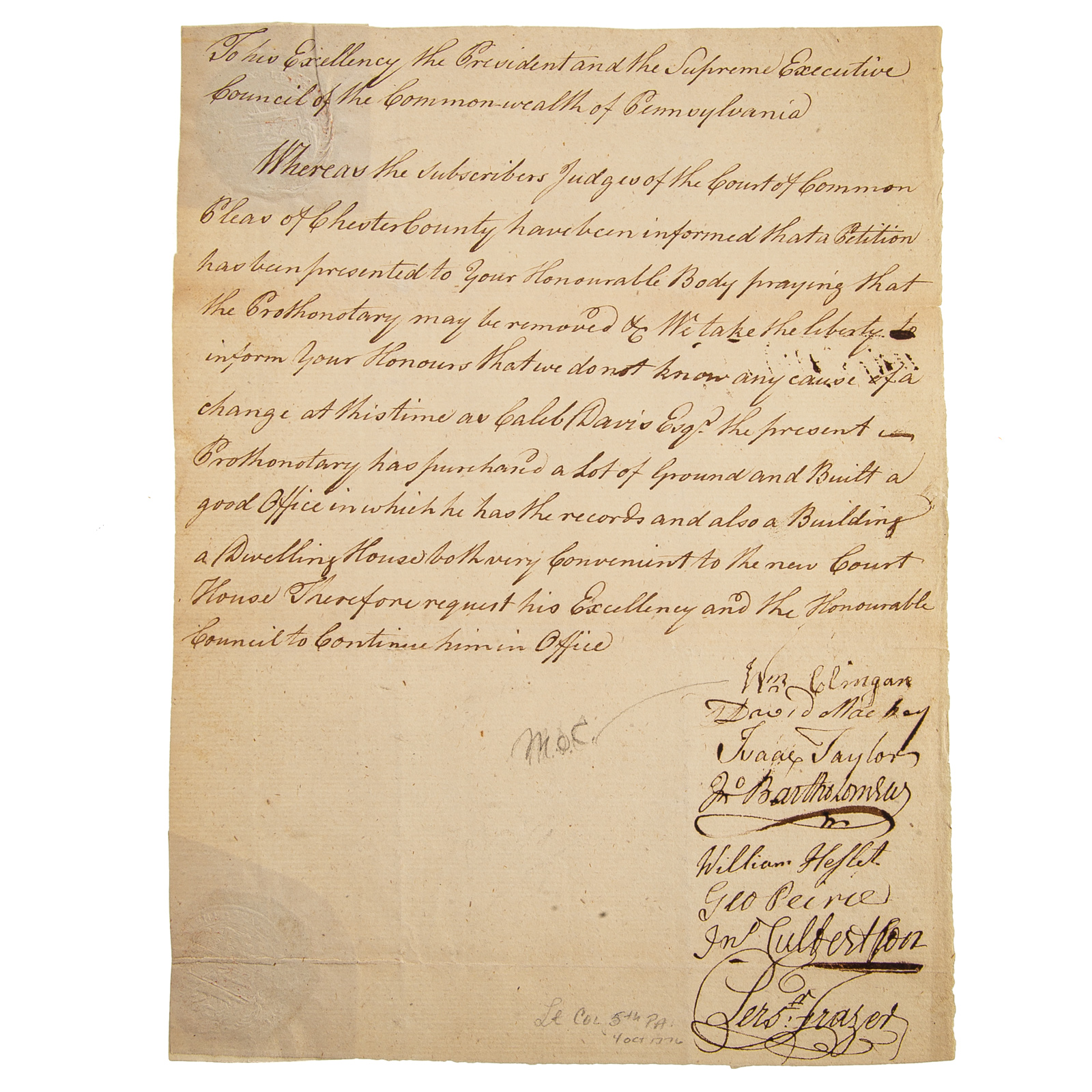 PETITION OF CHESTER CO., PA,